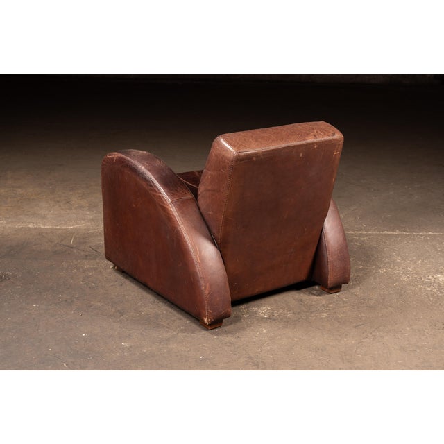 Mid 20th Century Art Deco Leather Club Chair and Ottoman by Legacy Leather For Sale - Image 9 of 15