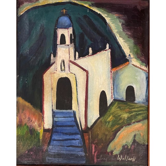 Oil Painting of a Old Chapel in Monte Carlo, Mexico by Edythe Wallach Kidd in the 1940s. The painting is a fine example of...