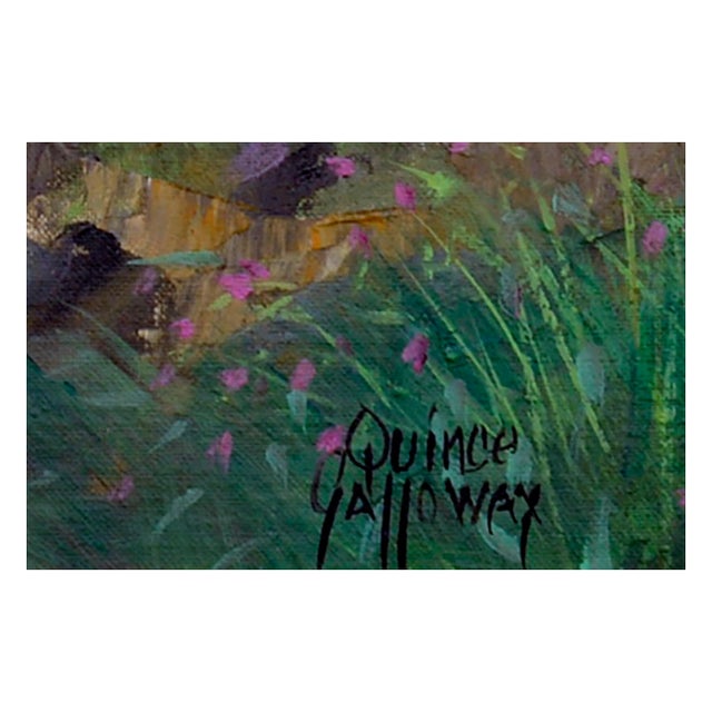 1960s Bridge Over Mountain Stream Landscape by Quince Galloway For Sale - Image 5 of 7