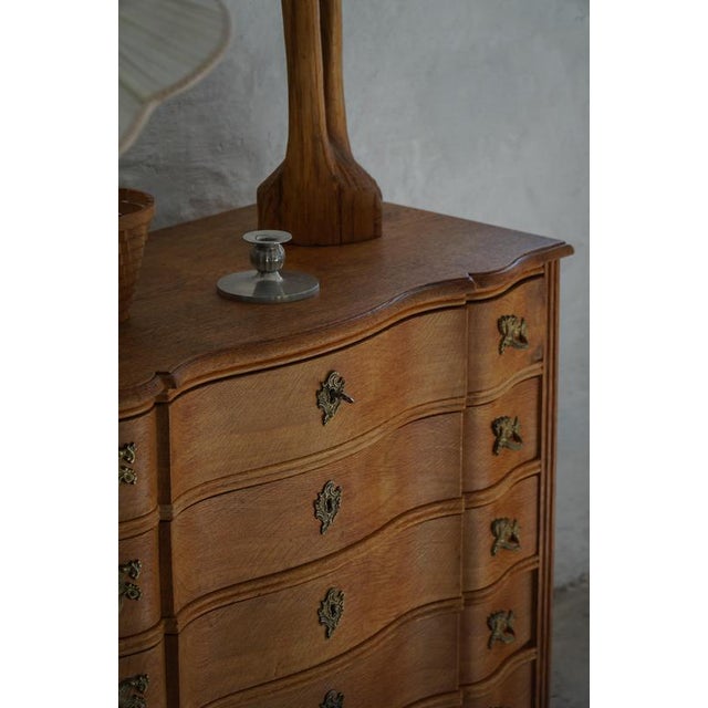 Baroque Mid-Century Modern Danish Chest of Drawers in Oak by Henning Kjærnulf, 1960s For Sale - Image 3 of 18