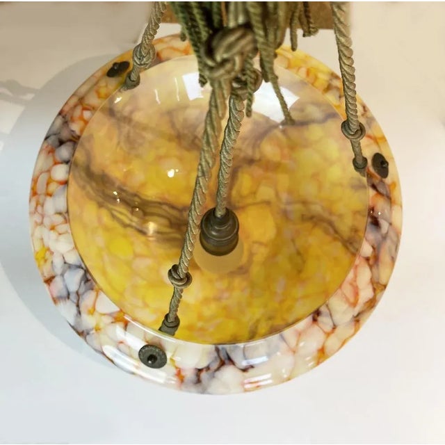 Art Deco Marbled Glass Ceiling Lamp, Germany, 1940s For Sale - Image 6 of 11