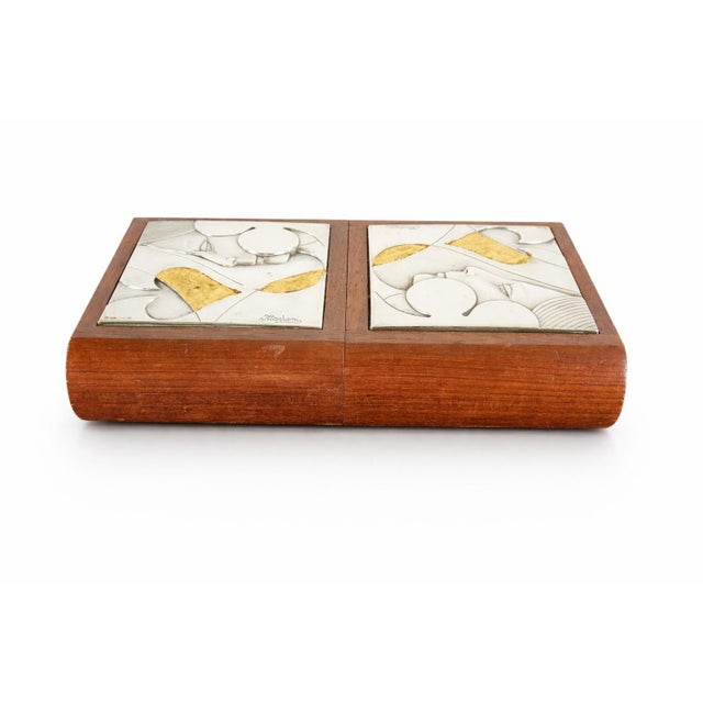Italian Playing Card Box in Walnut and Silver by Ottaviani, 1970 For Sale - Image 6 of 10