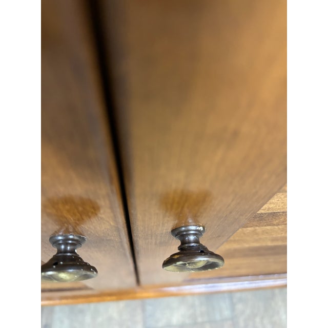 Vintage Ethan Allen Heirloom Nutmeg Maple CRP Shutter Cabinet and Hutch For Sale - Image 11 of 17