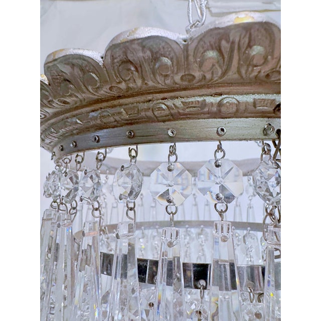 Metal 1970s Italian Silver Upside Down Layered Cake Chandelier For Sale - Image 7 of 8
