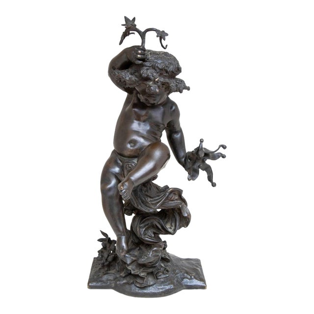 Auguste Moreau "Putto" Bronze Sculpture For Sale