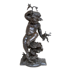 Auguste Moreau "Putto" Bronze Sculpture