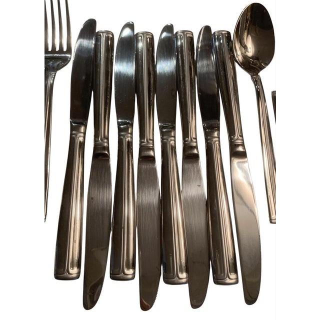 Silver Mikasa Parallels Stainless Flatware Set Sevice for Eight - 40 PCS Plus Divider For Sale - Image 8 of 10