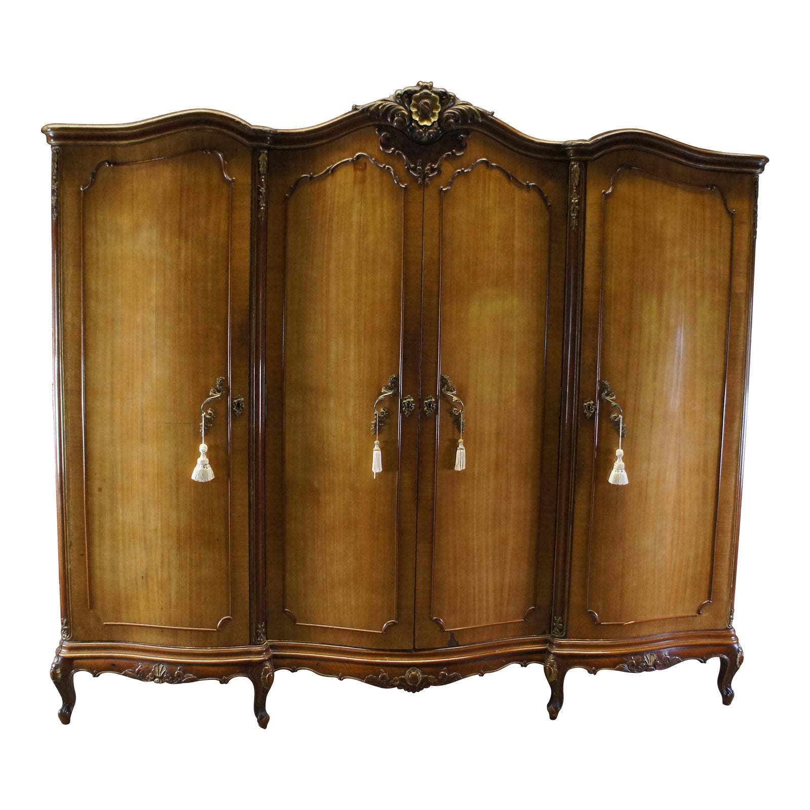 Antique French Provincial Walnut Knockdown Armoire Wardrobe Closet