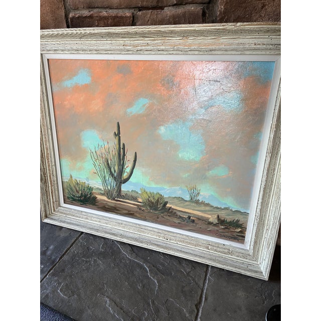 Rustic Mid 20th Century Shifting Clouds Original Oil Painting by Sid Cedargreen For Sale - Image 3 of 4