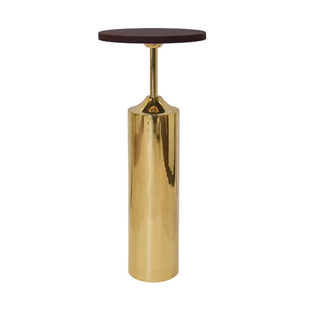 Metal Matthew Izzo Home Bolton Brass Cigar Table With Round Leather Top For Sale - Image 7 of 7