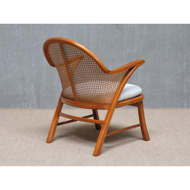Vintage Armchair in Cherry Wood and Cane and Bouclé by Frits Schlegel, Denmark, 1940s For Sale - Image 10 of 15