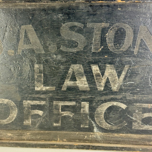 A Gorgeous Early Wood Double Sided Trade Sign Advertising "j.a. Stone Law Office" For Sale - Image 13 of 13