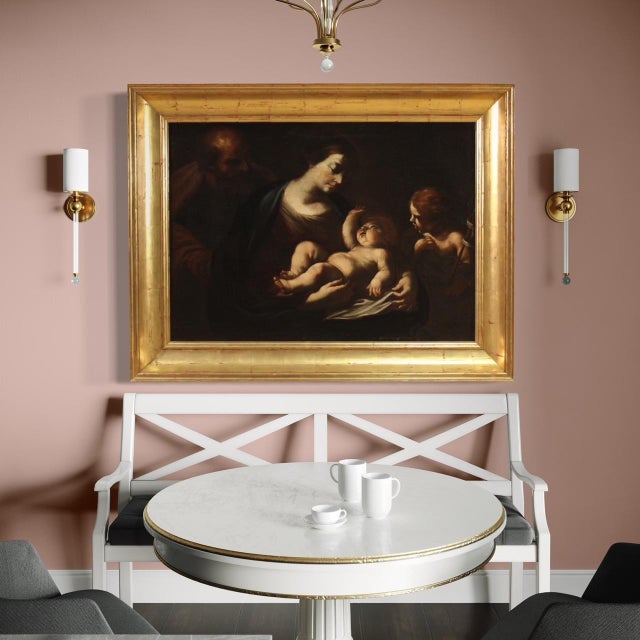 Italian Artist, Holy Family, 1660, Oil on Canvas For Sale - Image 6 of 16