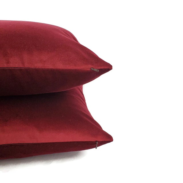 Schumacher Schumacher Gainsborough Velvet in Burgundy Pillow Cover For Sale - Image 4 of 7