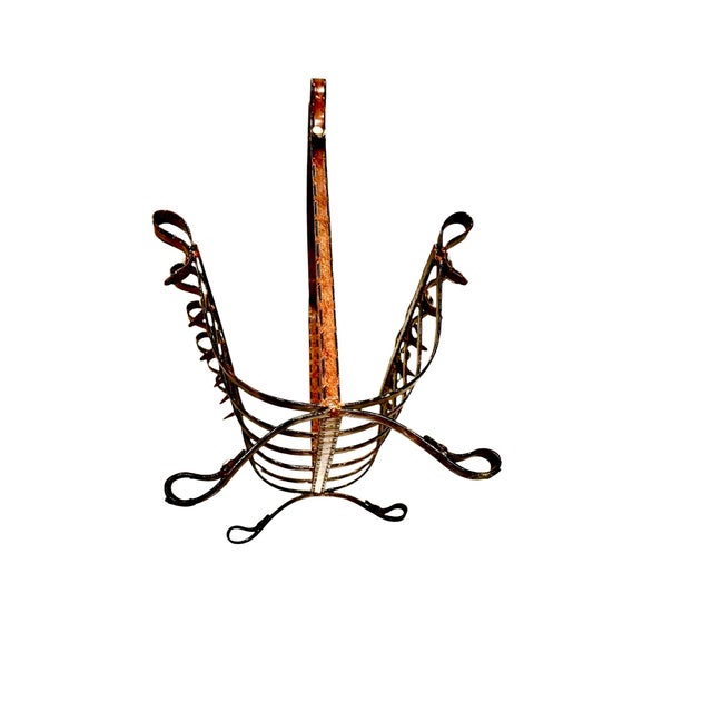 1960s Faux Equestrian Leather Belt, Iron Magazine Rack For Sale - Image 10 of 12