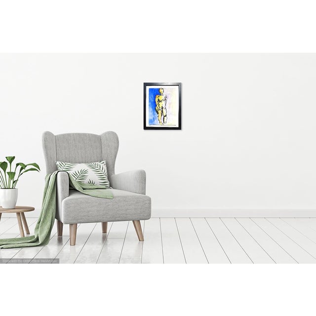 Unique and contemporary ink drawing of a beautiful and sensuous model in an atelier in Paris, France. This drawing will be...