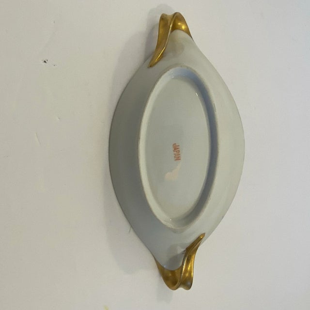 Mid-Century Japanese Porcelain Floral Relish Dish With Gilded Handles For Sale In Richmond - Image 6 of 7