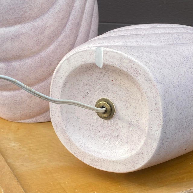 Late 20th Century 1980s Modern Speckled Light Purple Table Lamps - a Pair For Sale - Image 5 of 13