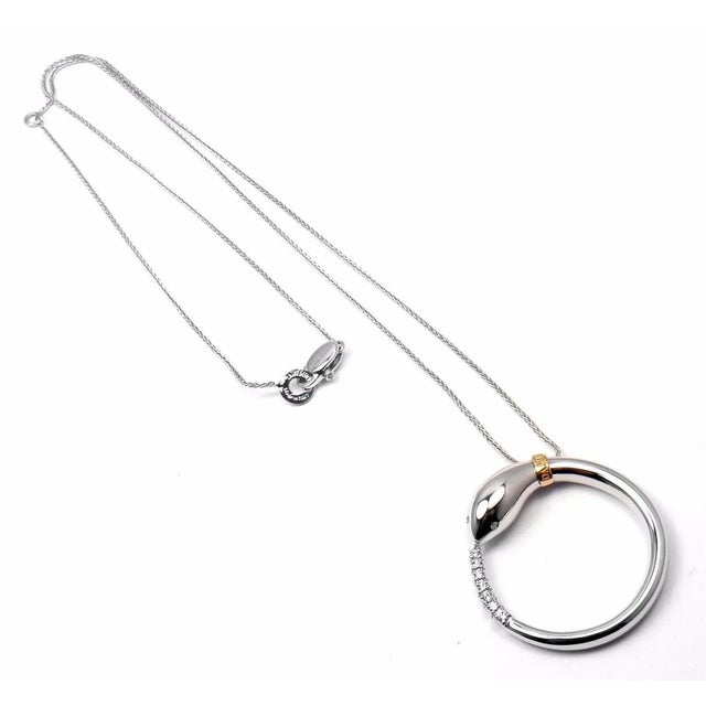 Contemporary Damiani Infinito 18k White Gold Diamond Snake Pendant Necklace For Sale - Image 3 of 8