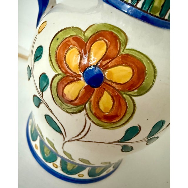 Children's Petite Italian Sgraffito Flower Jug Pottery Accent Table Lamp For Sale - Image 3 of 12