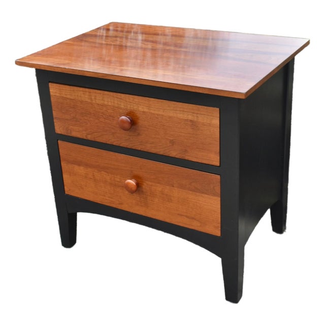 Vtg. Ethan Allen Transitional Style Two Drawer Black & Cherry Nightstand For Sale