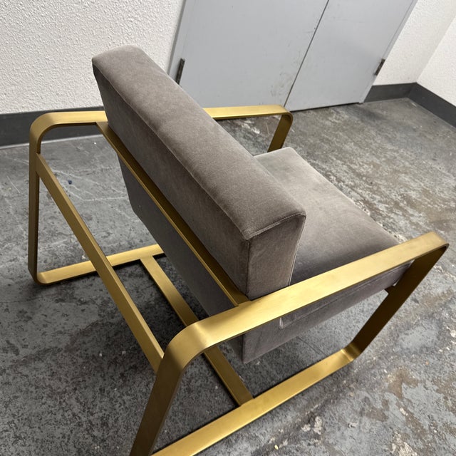 Restoration Hardware Miles Velvet + Brass Arm Chair For Sale - Image 12 of 12