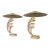 1990s Fabulous Vintage Original Pair of Michael Taylor Metal Palm Leaf Lamps With Metal Shades Travertine Base For Sale