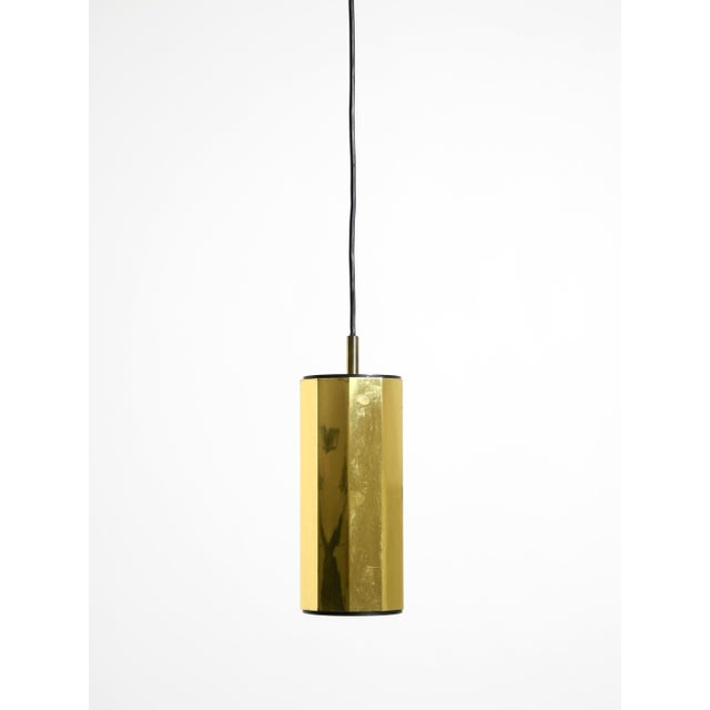 Metal Large Decagonal Brass Pendant Lamps, 1960s, Set of 3 For Sale - Image 7 of 18