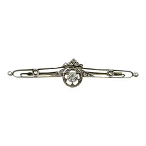 Early 20th Century Pre-Revolutionary 14k Gold Diamond Bar Pin