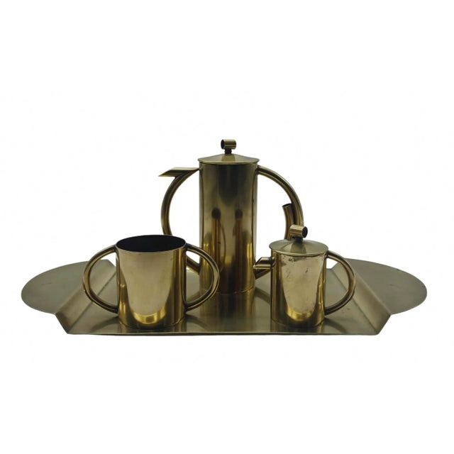 Marino Marini Design for Laras Pd 4cp Brass Coffee Set, Italy 1960s by Marino Marini, Set of 4 For Sale - Image 13 of 13