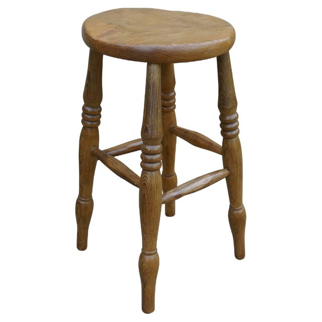 Victorian Wooden Farmhouse Kitchen Stool, 1860s For Sale