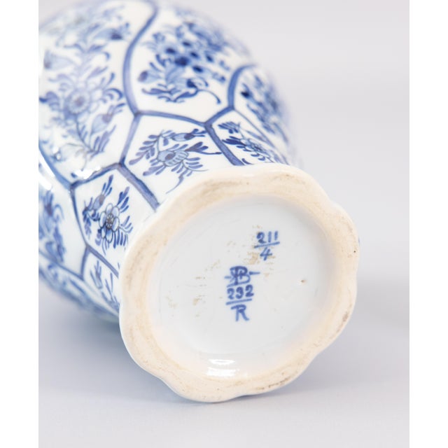 Blue Antique Chinoiserie Dutch Delft Faience Floral Lidded Vase Ginger Jar For Sale - Image 8 of 10