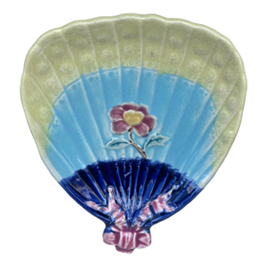 19th Century English Majolica Fans Dish