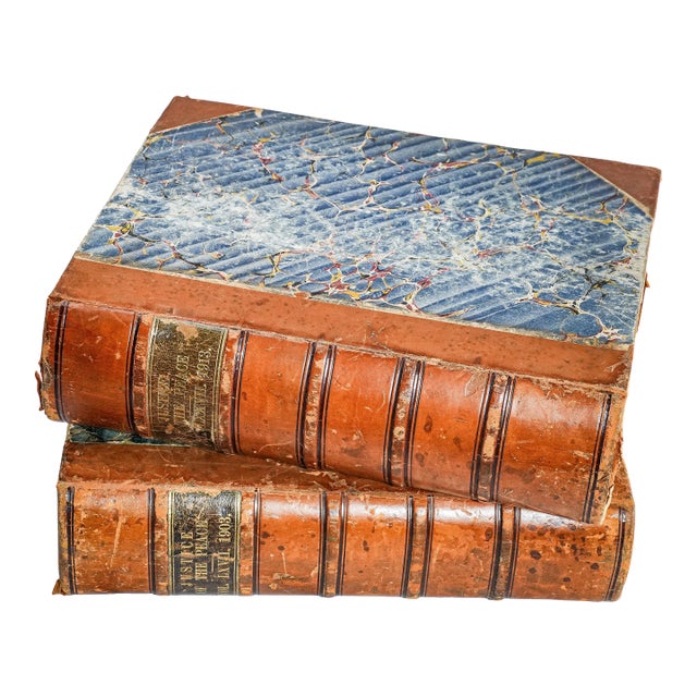 Pair of 2, Early 20th Century Large Leather Spine Volumes the Justice of the Peace Books Legal English Law History For Sale