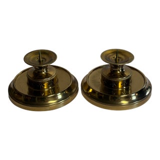 Mid 20th Century Brass Candlestick Holders- a Pair For Sale