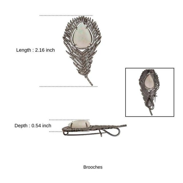 Handcrafted Peacock Plume Brooch Pendant in Sterling Silver For Sale - Image 10 of 12