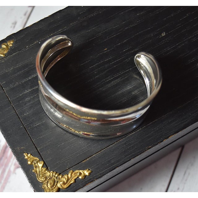 Vintage Mod Style Wide Sterling Silver Cuff Bracelet For Sale - Image 17 of 17