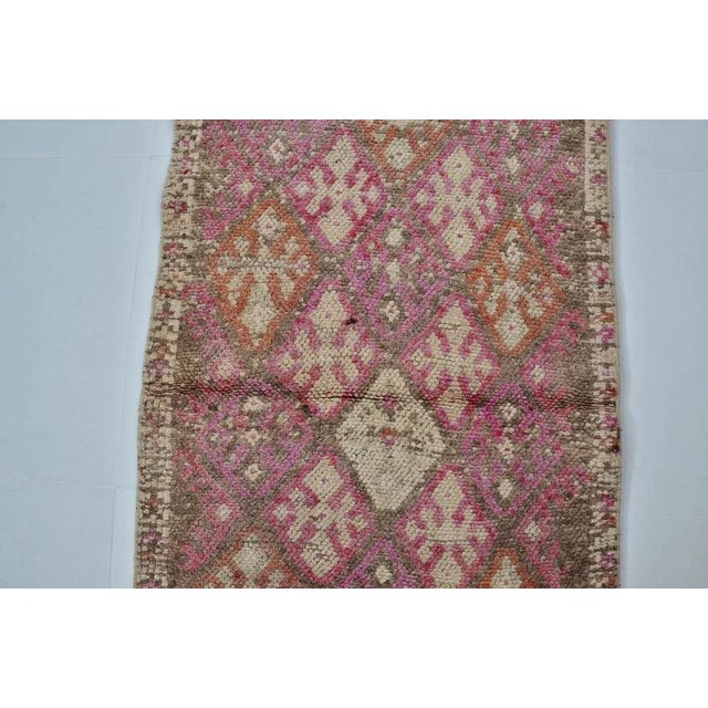 Boho Chic Pink and Beige Hallway Runner Rug For Sale - Image 3 of 10