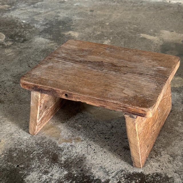Small Occasional Stool in Light Teak, 1990s For Sale - Image 4 of 13