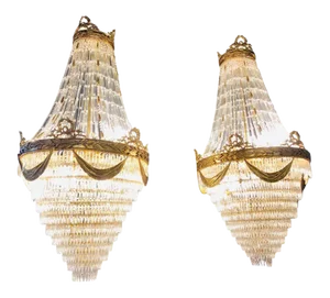 Pair of Palatial Bronze and Crystal Swag Design Louis XVI Style Chandeliers