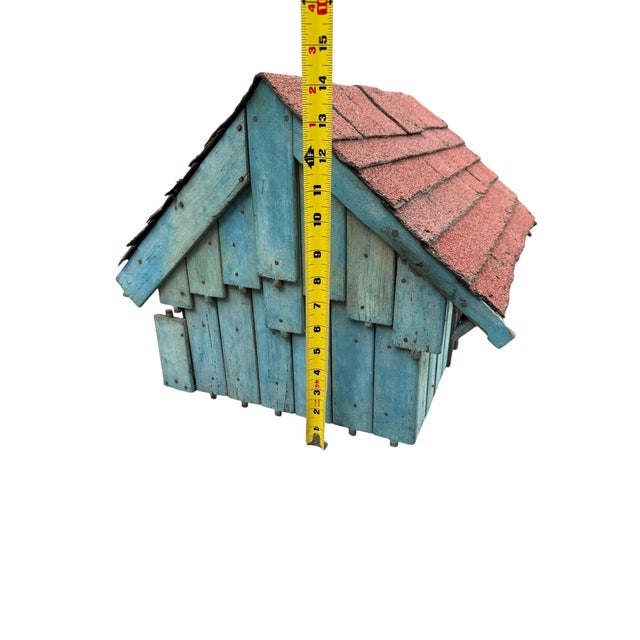 Unique Mid 20th Century Birdhouse in Robin's Egg Blue Shingled Roof For Sale - Image 9 of 12