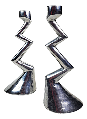 Zig Zag Candlesticks by Matthew Hilton for SCP England, 1980s, Set of 2