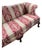 Chippendale-Style Camelback Sofa in Red & Gold Striped Damask With Claw-and-Ball Feet For Sale