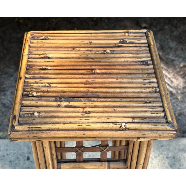 Mid-Century Modern Rattan Plant Stand For Sale - Image 3 of 9