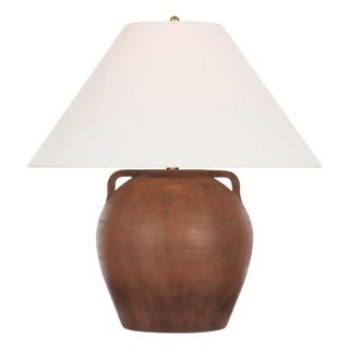 Amber Lewis by Visual Comfort Signature Mason 26" Table Lamp in Natural Terracotta with Linen Shade For Sale