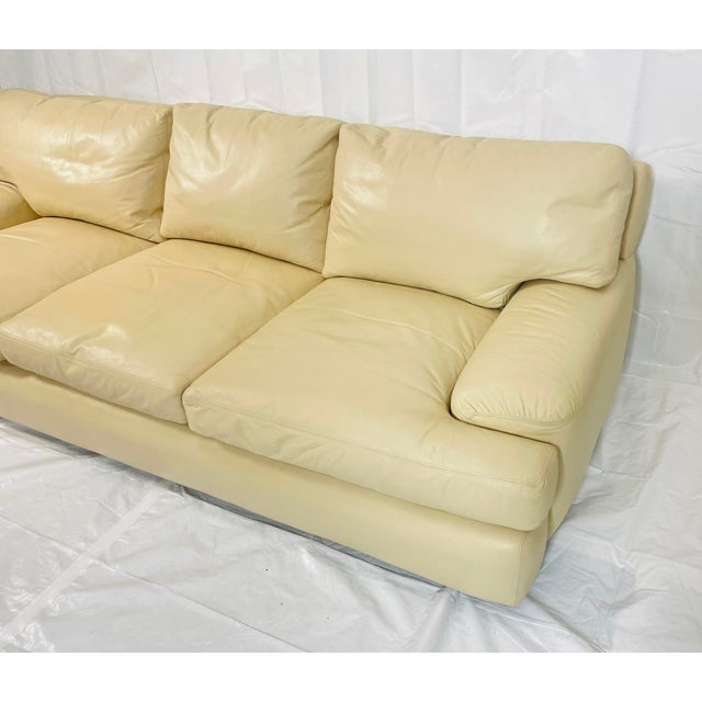 Vintage A. Rudin for Steve Chase Cream Leather Sofa For Sale - Image 14 of 18