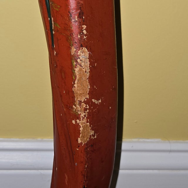 Early 20th Century Japanese Red Lacquer Kamakura-Bori Writing Desk and Chair Set Beautiful Floral Motif For Sale - Image 17 of 18