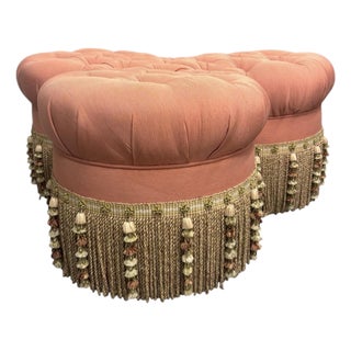 Ferrell Mittman Hollywood Regency Style Clover Form Tufted Ottoman For Sale