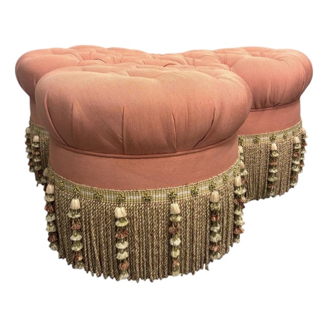 Ferrell Mittman Hollywood Regency Style Clover Form Tufted Ottoman For Sale