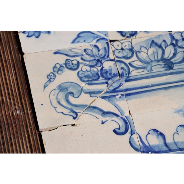 18th Century Tile Mural Panel Depicting a Baroque Jardinière With Flowers, Portuguese, 18th Century For Sale - Image 5 of 12